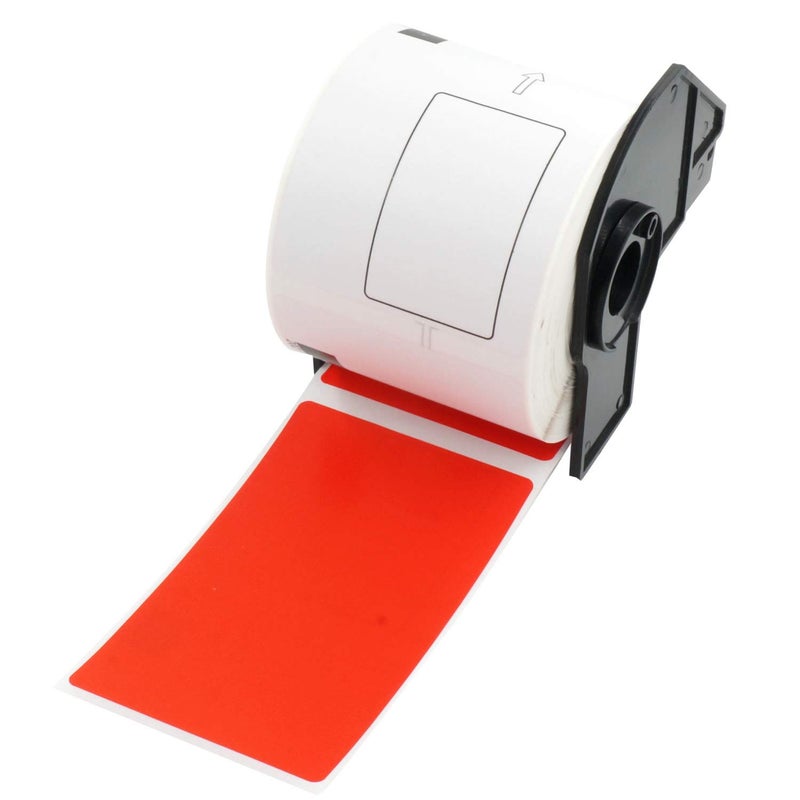 BETCKEY - Shipping/Name Badge Labels Replacement for Brother DK-1202 (2.4 in x 3.9 in), Compatible with Brother QL Label Printers [1 Rolls/300 Labels, Red] - Image 1